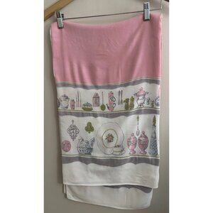 Vintage MCM Rooster Hen On Nest Pink Purple Country Tablecloth Square